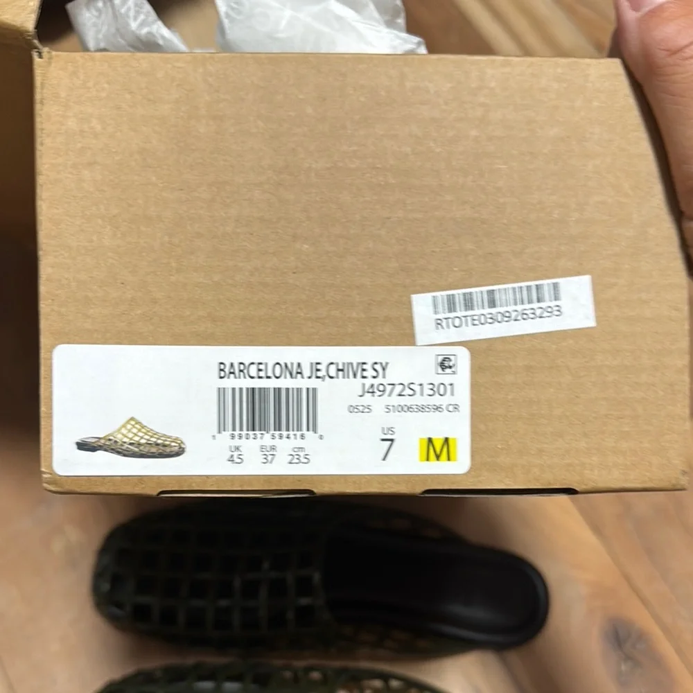Vince Olive Green Woven Slide Loafers